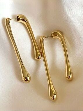 UNIQUE Drippy Water Drop Front Back Earrings Drip Gold AU22